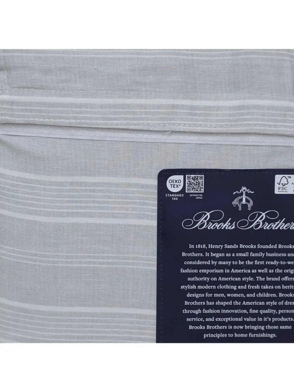 Brooks Brothers Queen Sheet Set 100% Cotton Includes Fits Mattresses Up To 17